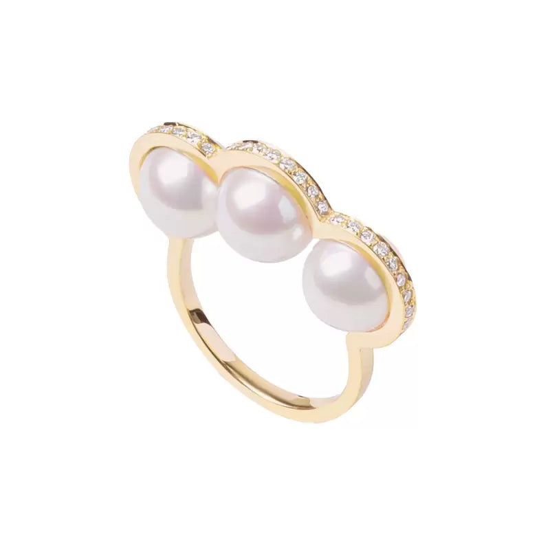 Bague D1928 La Réserve Or Jaune, diamants et Perles blanches